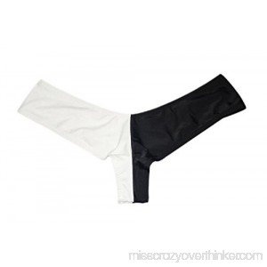 Nicetage Womens Sexy Cheeky Bottoms Cute Colorblock Brazilian Thong Swimwear Black&white B07CQC4CVL